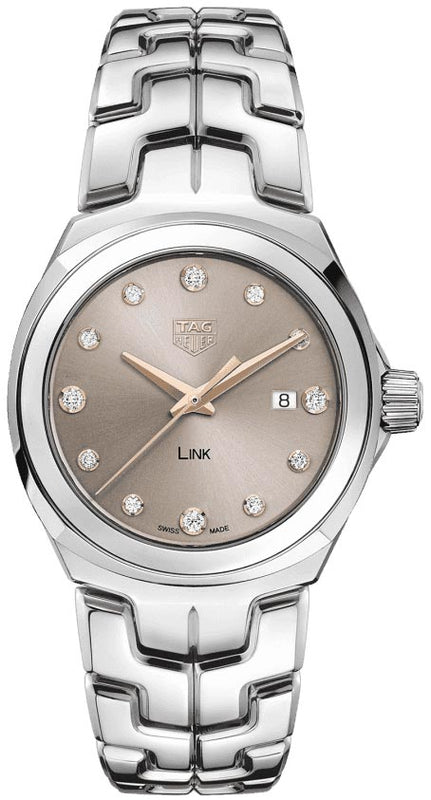 Tag Heuer Link Quartz Brown Dial Silver Steel Strap Watch for Women - WBC131E.BA0649