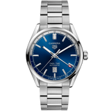 Tag Heuer Carrera Twin Time Blue Dial Silver Steel Strap Watch for Men - WBN201A.BA0640