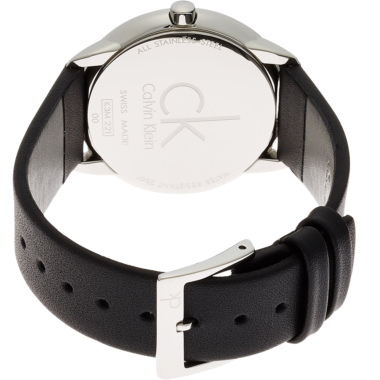 Calvin Klein Minimal Grey Dial Black Leather Strap Watch for Men - K3M221C4