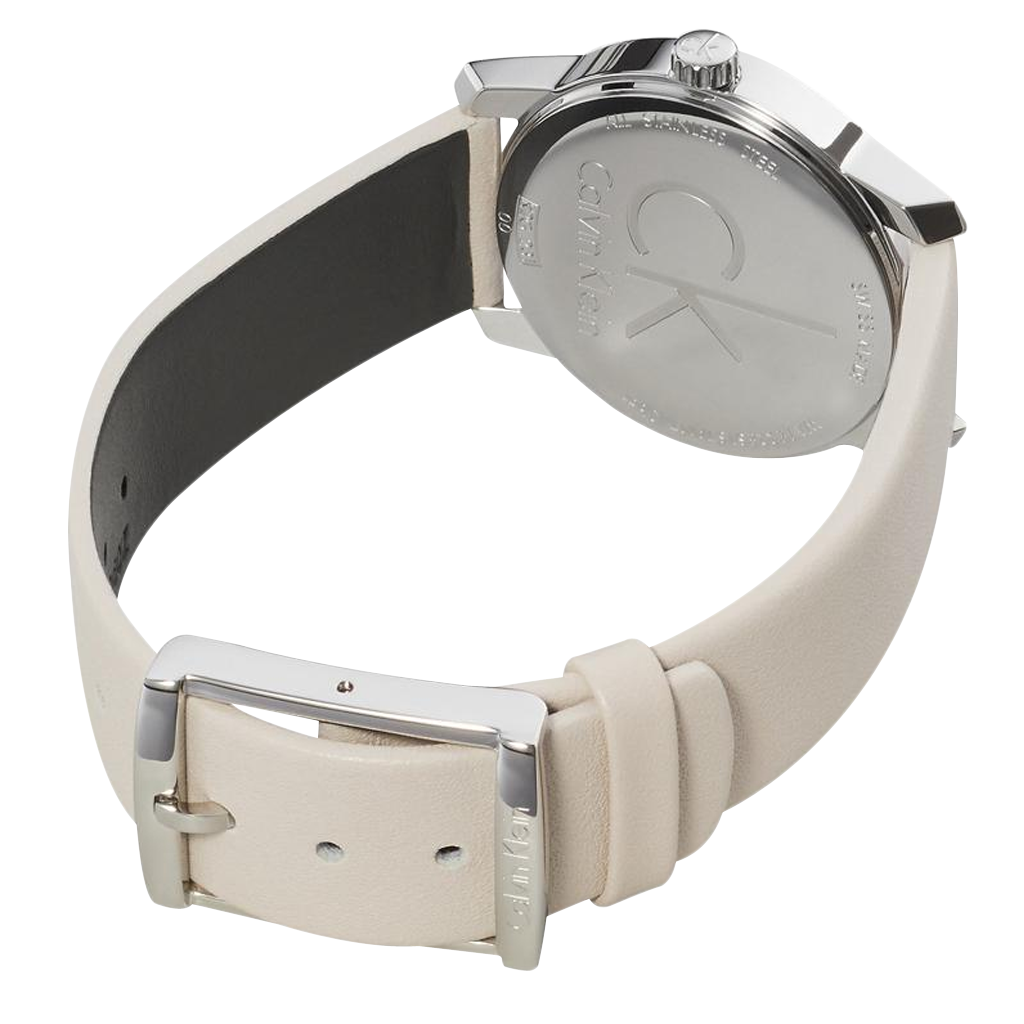 Calvin Klein City White Dial White Leather Strap Watch for Women - K2G231XH