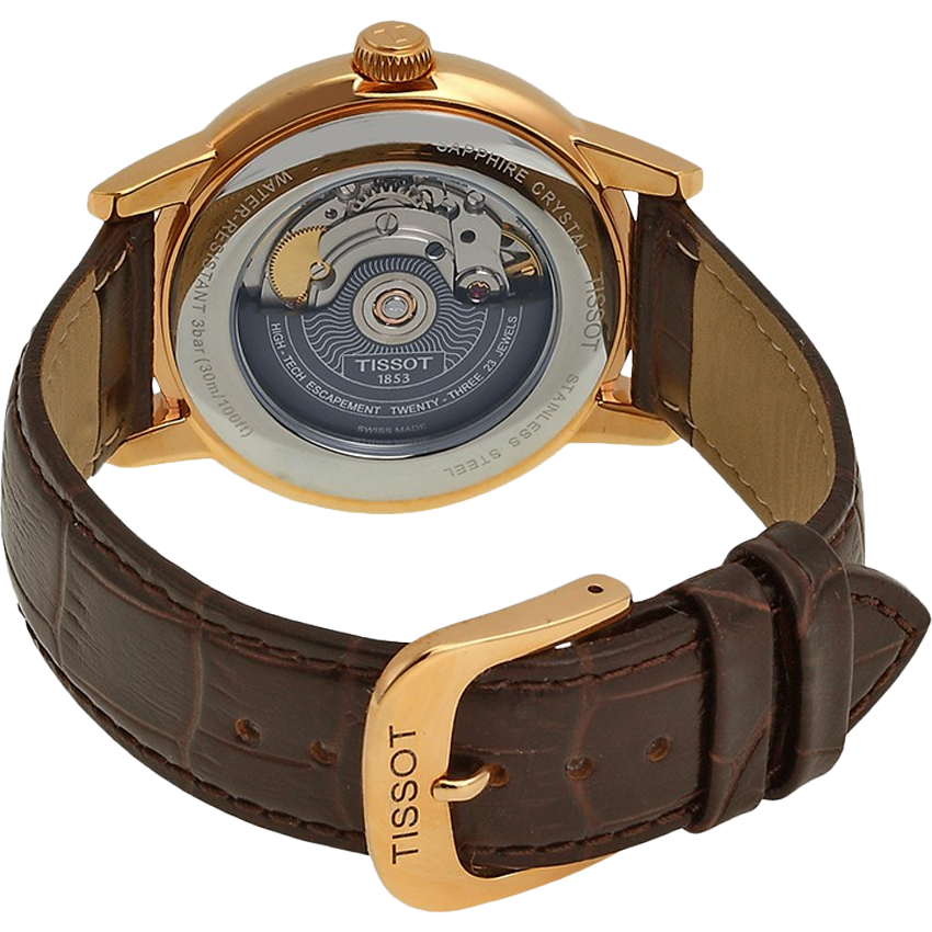 Tissot T Classic Carson Powermatic 80 White Dial Brown Leather Strap Watch for Men - T085.407.36.013.00