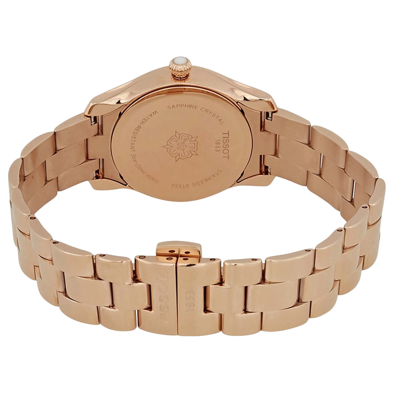 Tissot T Wave Anthracite Dial Rose Gold Steel Strap Watch For Women - T112.210.33.061.00