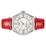 Tissot Chemin Des Tourelles Powermatic 80 Mother of Pearl White Dial Red Leather Strap Watch For Women - T099.207.16.118.00