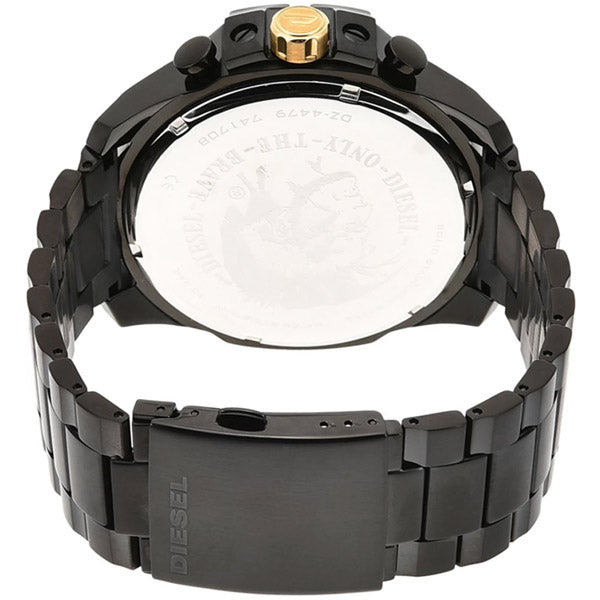 Diesel Mega Chief Chronograph Grey Dial Black Steel Strap Watch For Men - DZ4479