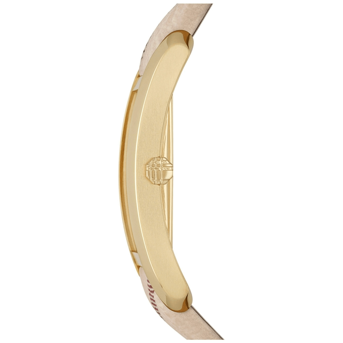 Burberry Pioneer Gold Dial Haymarket Beige Leather Strap Watch for Women - BU9509