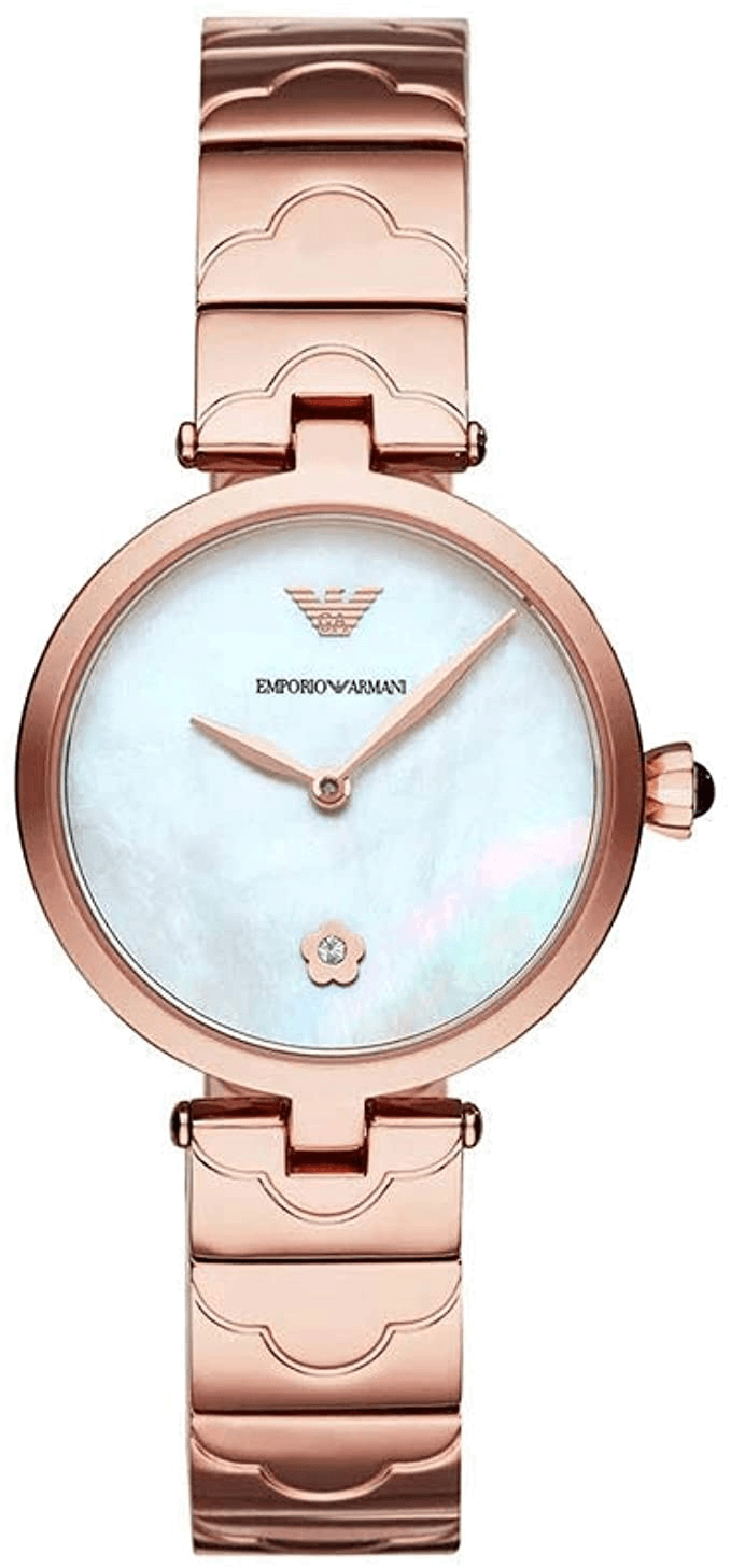Emporio Armani Mother of Pearl Dial Rose Gold Steel Strap Watch For Women - AR11236