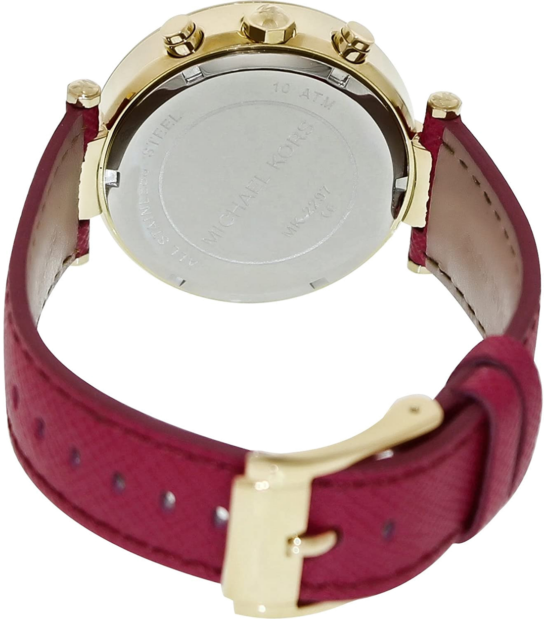 Michael Kors Parker Chronograph White Dial Pink Leather Strap Watch for Women - MK2297