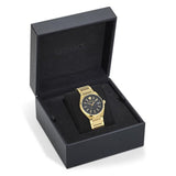 Versace V-Auria Quartz Black Dial Gold Steel Strap Watch for Men - VE0F00525