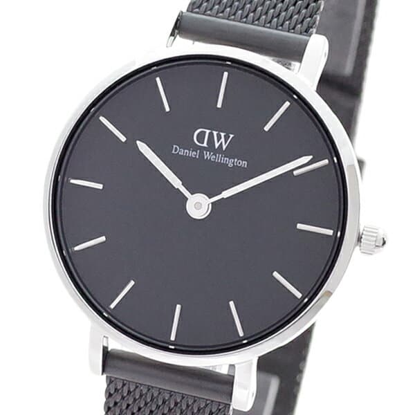 Daniel Wellington Petite Ashfield Black Dial Black Mesh Strap Watch For Women - DW00100246