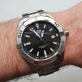 Tag Heuer Aquaracer Black Dial Silver Steel Strap Watch for Men - WBD1110.BA0928