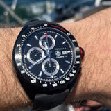 Tag Heuer Formula 1 Automatic Chronograph Black Dial Black Leather Strap Watch for Men - CAZ2011.FT8024