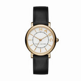 Marc Jacobs Roxy White Dial Black Leather Strap Watch for Women - MJ1537