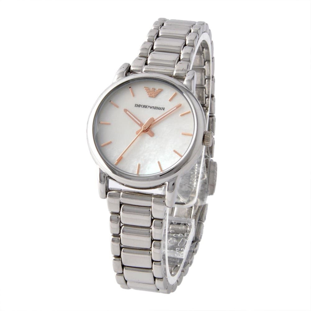 Emporio Armani Quartz White Dial Silver Steel Strap Watch For Men - AR90000