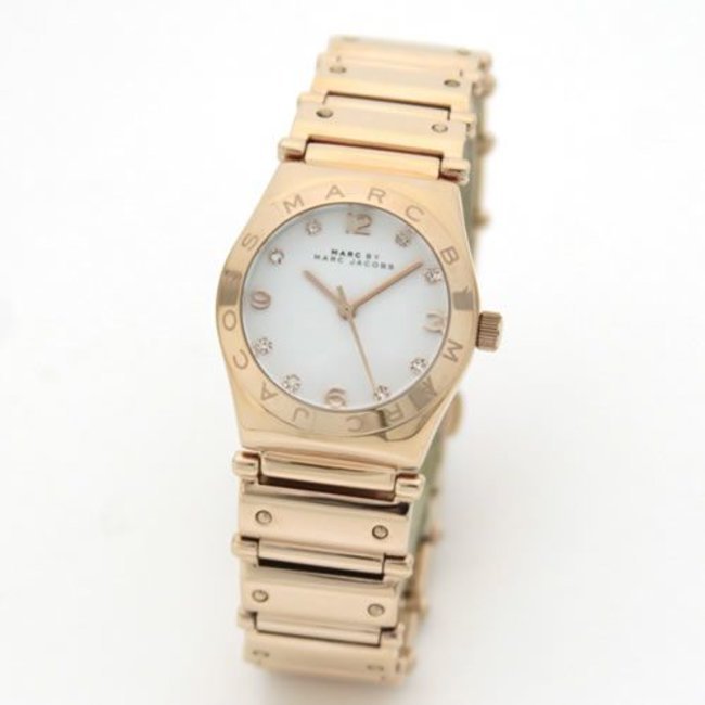 Marc Jacobs Amy White Dial Rose Gold Steel Strap Watch for Women - MBM8559