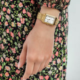 Fossil Raquel Three Hand Date White Dial Gold Steel Strap Watch For Women - ES5220