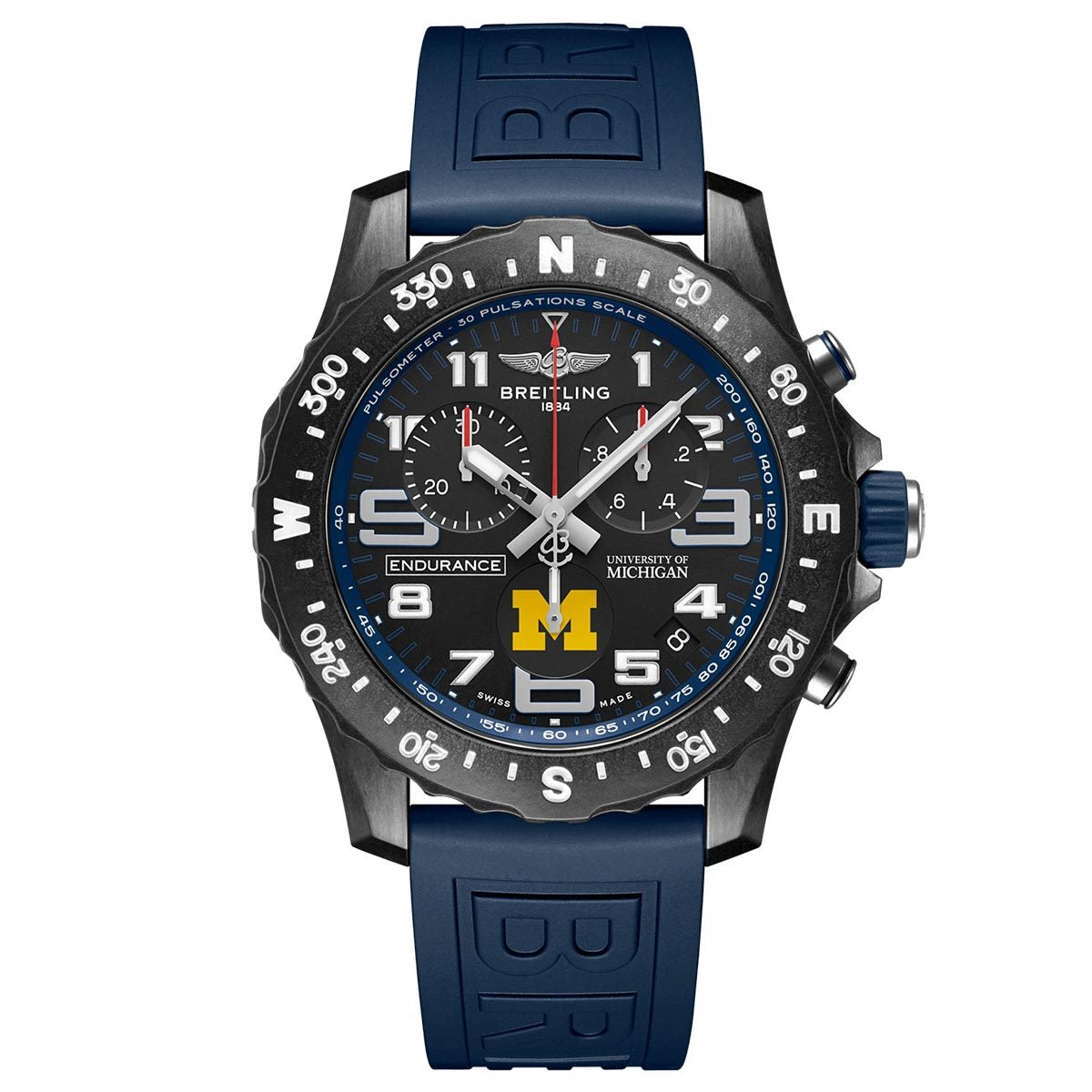 Breitling Endurance Pro University Black Dial Blue Rubber Strap Watch for Men - X823101C1B1S1
