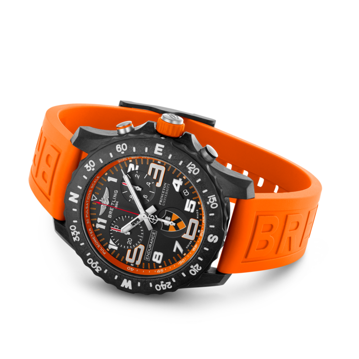 Breitling Endurance Pro Princeton University Edition Black Dial Orange Rubber Strap Watch for Men - X823104C1B1S1