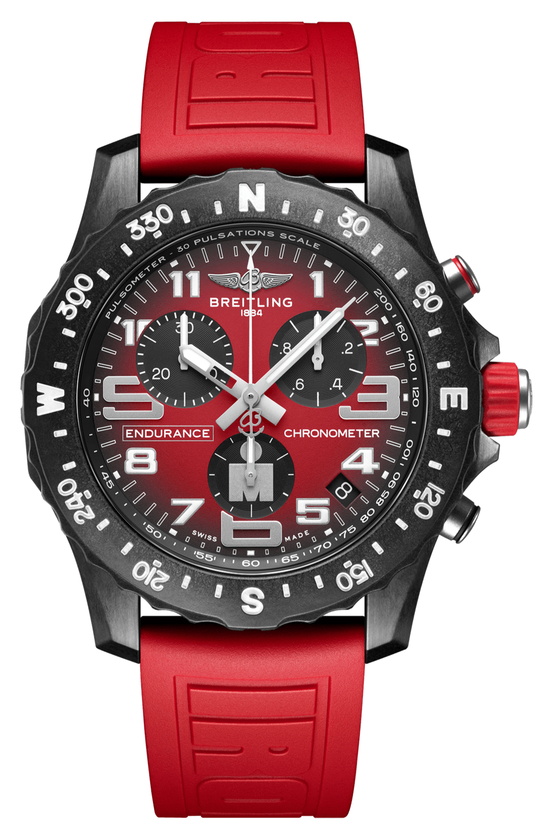Breitling Endurance Pro Ironman Red Dial Red Rubber Strap Watch for Men - X823109A1K1S1