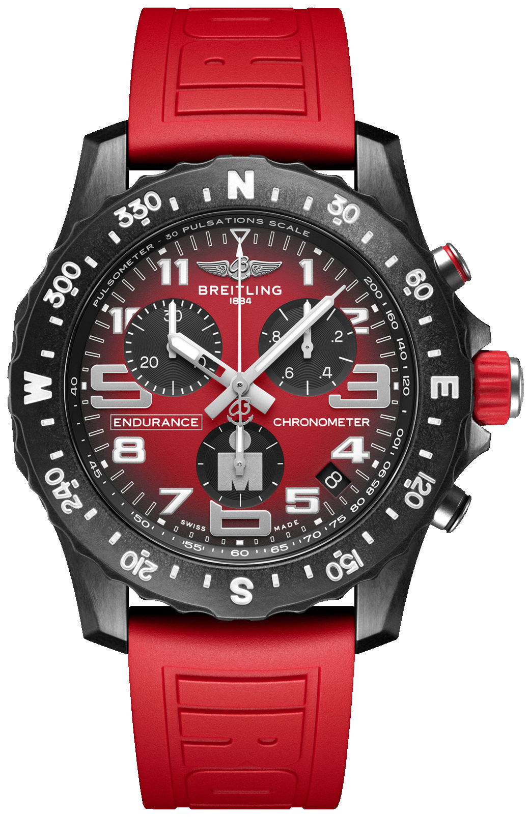 Breitling Endurance Pro Ironman Red Dial Red Rubber Strap Watch for Men - X823109A1K1S1
