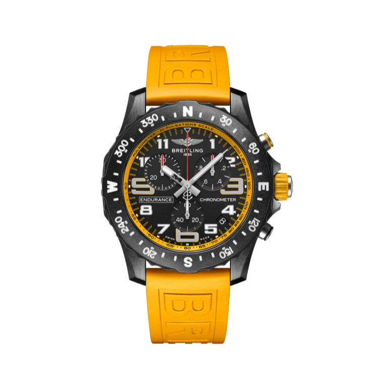 Breitling Endurance Pro Black Dial Yellow Rubber Strap Watch for Men - X82310A41B1S1