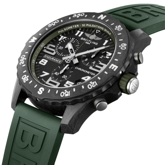 Breitling Endurance Pro Black Dial Green Rubber Strap Watch for Men - X82310D31B1S1