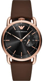 Emporio Armani Aviator Quartz Black Dial Brown Leather Strap Watch For Men - AR11337