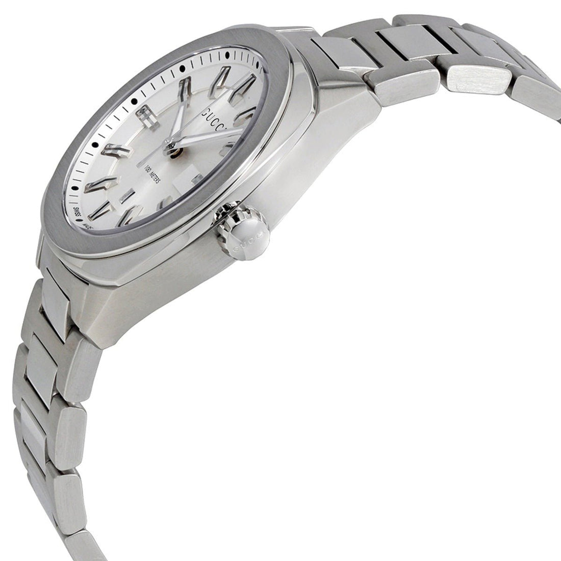 Gucci G Timeless GG2570 Silver Dial Silver Steel Strap Watch For Men - YA142402