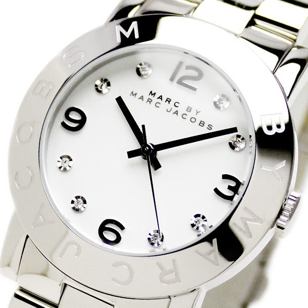 Marc Jacobs Amy White Dial Silver Steel Strap Watch for Women - MBM3054