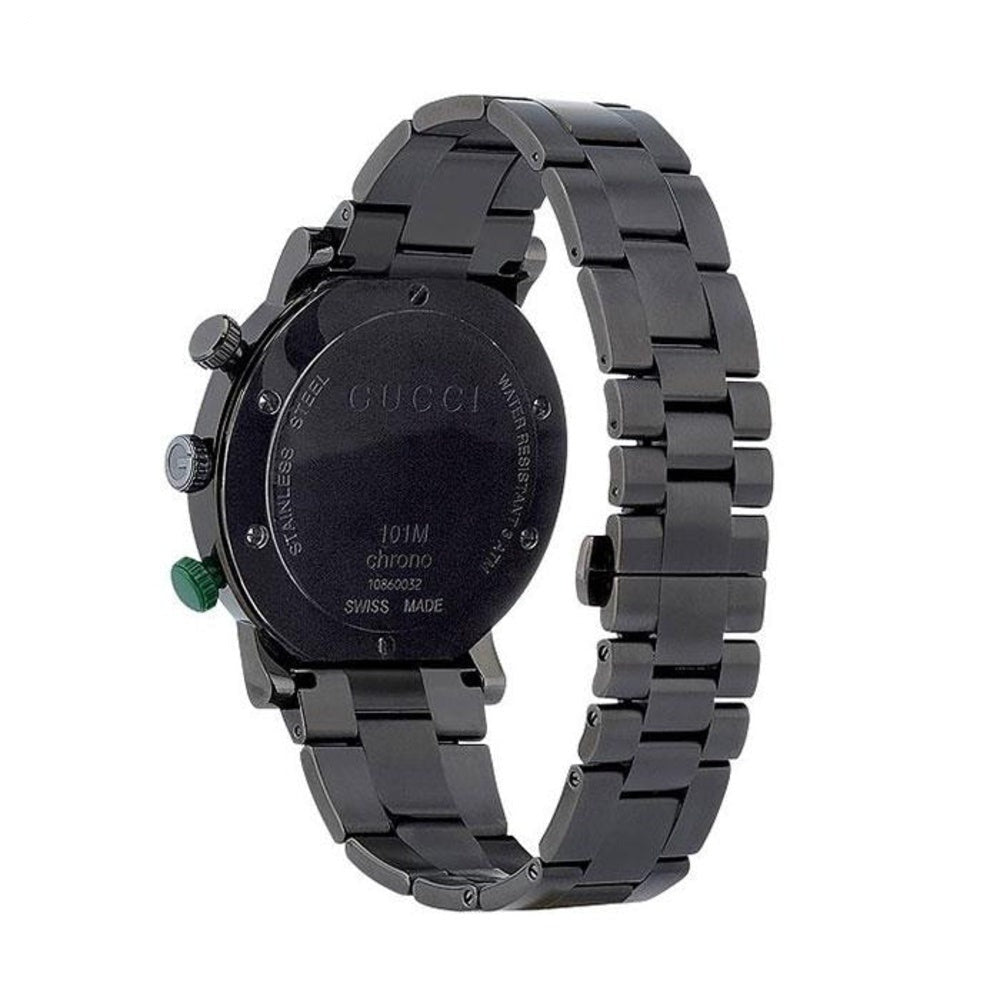 Gucci G Chrono Black Dial Black Steel Strap Watch For Men - YA101331