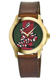 Gucci Le Marche Des Merveilles Green and Red Dial Brown Leather Strap Unisex Watch - YA1264012