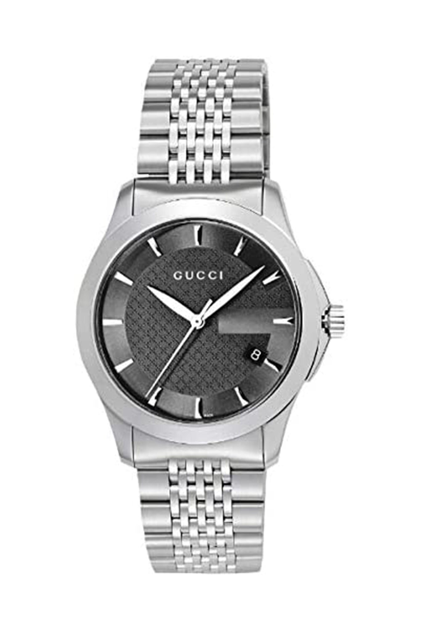 Gucci G Timeless Black Dial Silver Steel Strap Watch For Men - YA126402