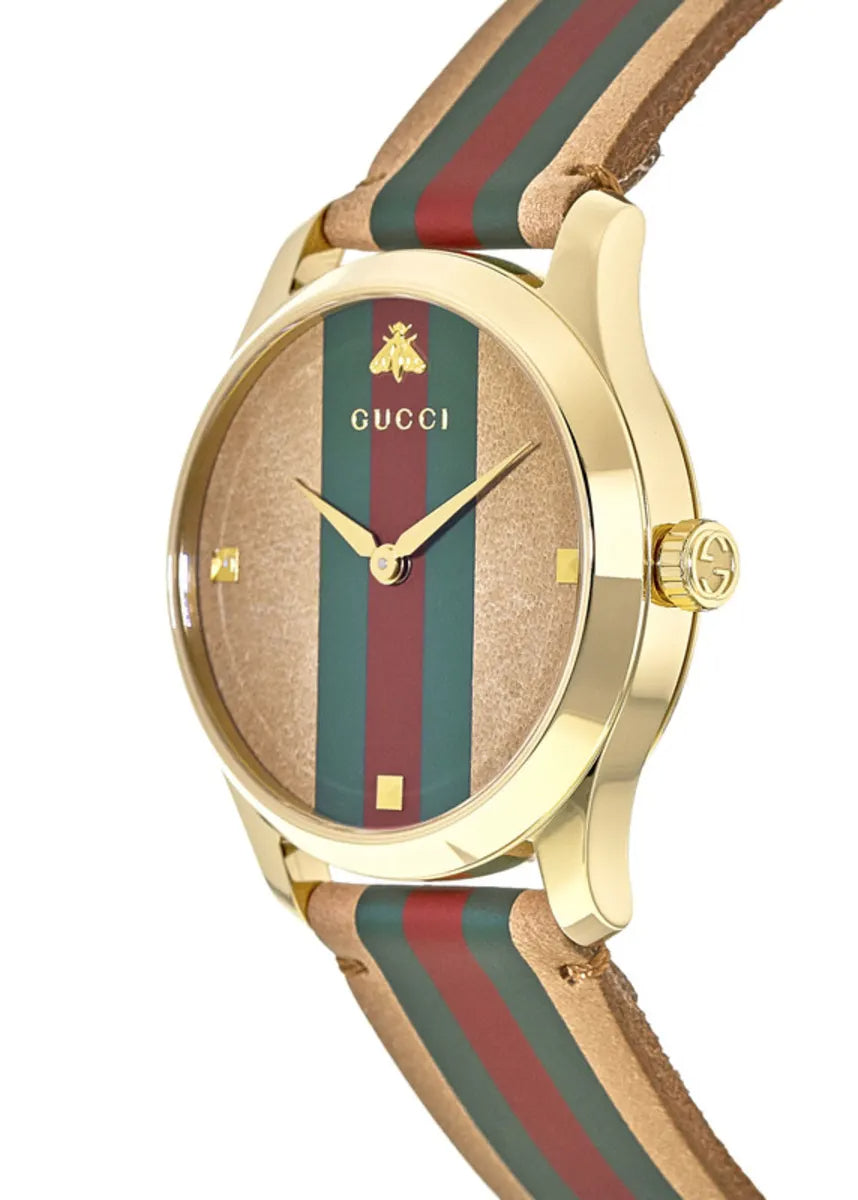 Gucci G Timeless Quartz Brown Dial Brown Leather Strap Unisex Watch - YA1264077