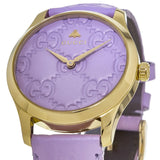 Gucci G Timeless Quartz Lilac Dial Lilac Leather Strap Watch For Women - YA1264098