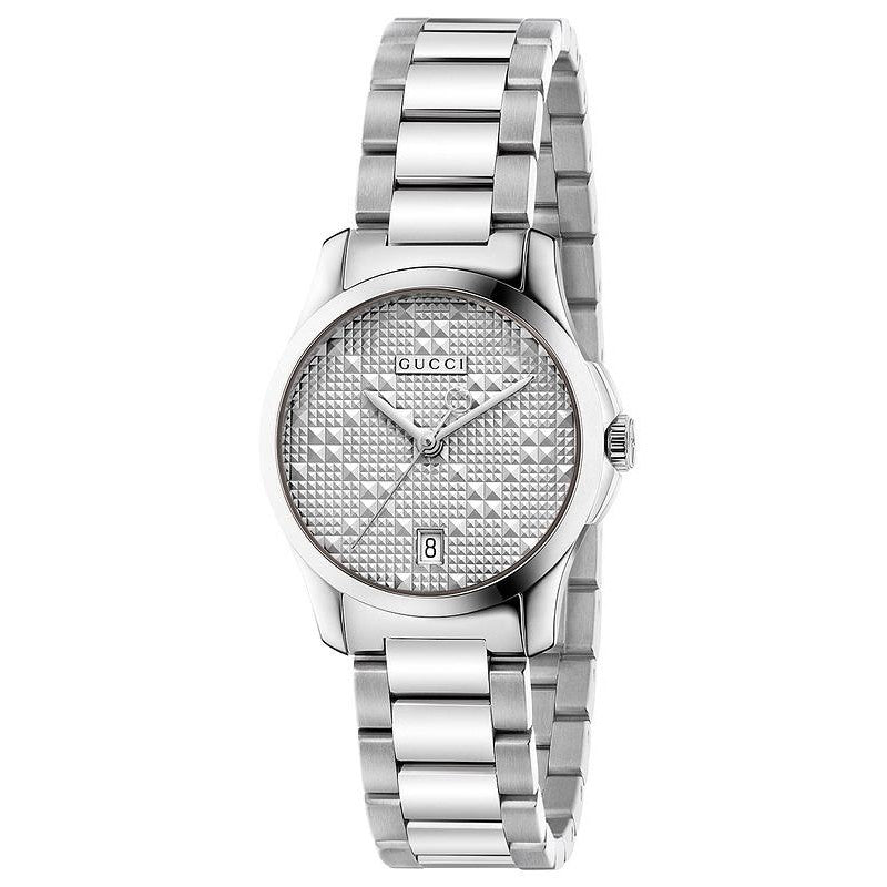 Gucci G Timeless Quartz Silver Dial Silver Steel Strap Watch For Women - YA126551