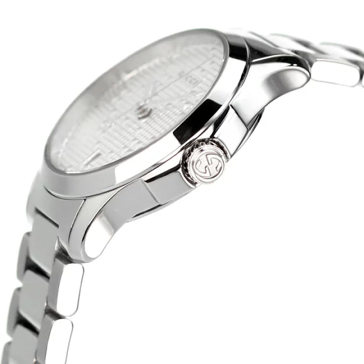 Gucci G Timeless Quartz Silver Dial Silver Steel Strap Watch For Women - YA126551