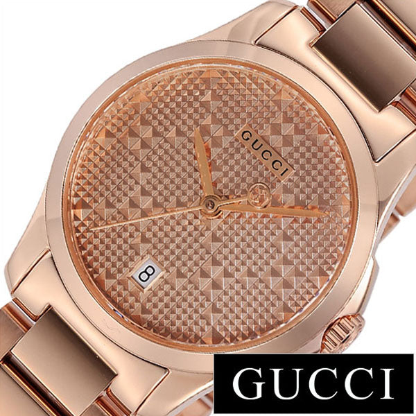 Gucci G Timeless Quartz Rose Gold Dial Rose Gold Steel Strap Watch For Women - YA126567
