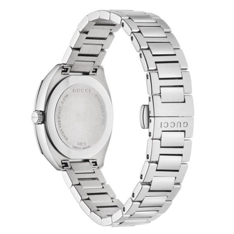 Gucci GG2570 Diamonds Black Dial Silver Steel Strap Watch For Women - YA142503
