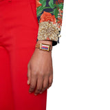 Gucci G-Frame Mother of Pearl Dial Brown Leather Snakeskin Strap Watch For Women - YA147402