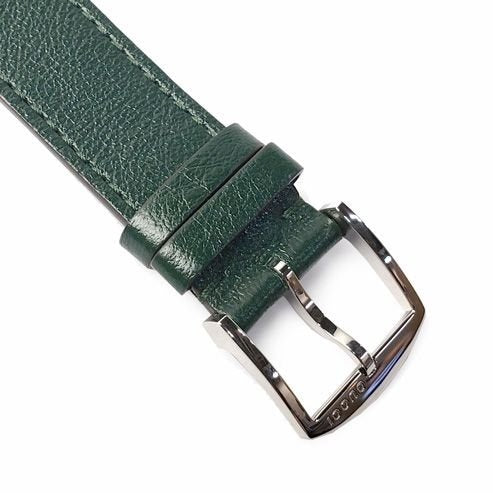 Gucci Grip Silver Dial Green Leather Strap Unisex Watch - YA157412