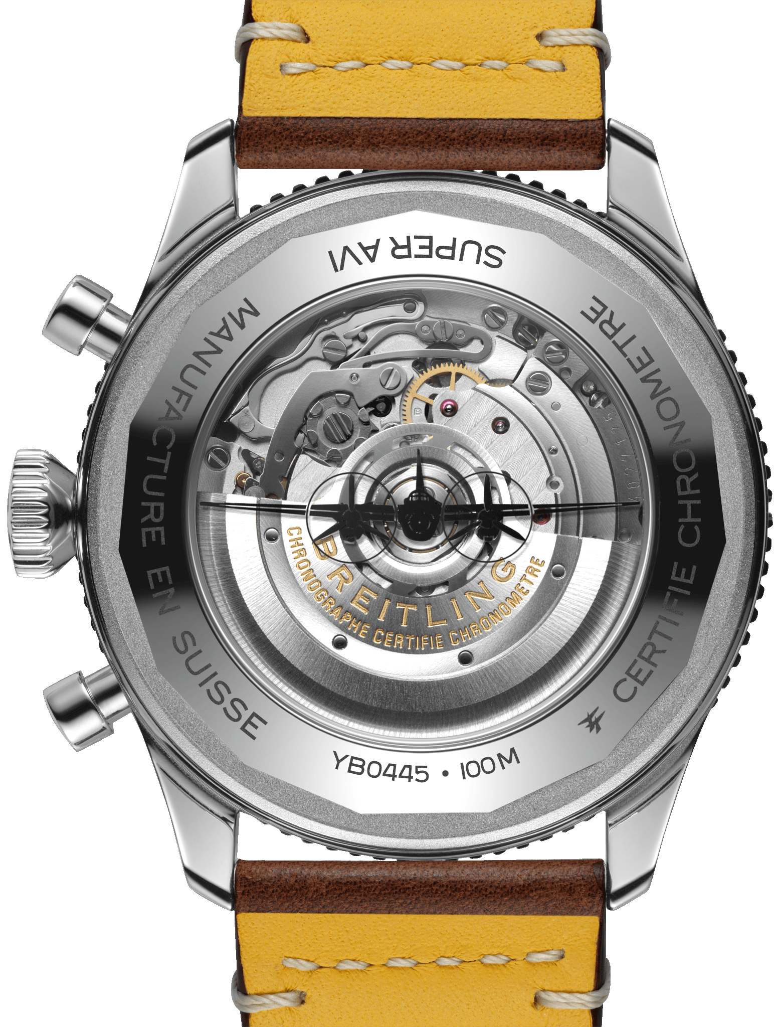 Breitling Super Avi B04 Chronograph GMT 46 Mosquito Black Dial Brown Leather Strap Watch for Men - YB04451A1B1X1