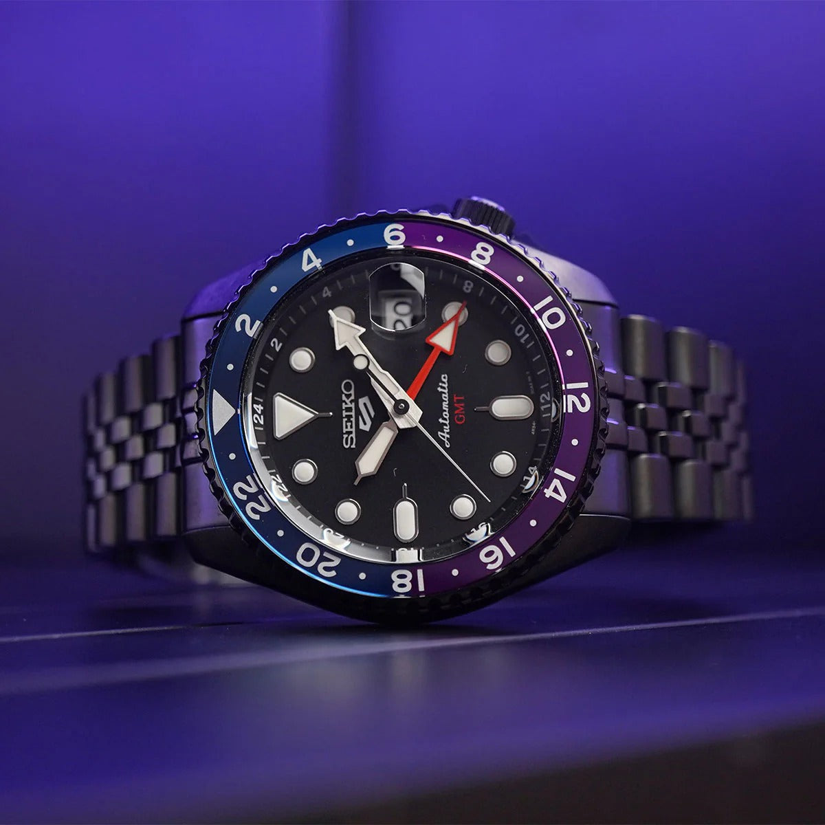 Seiko Automatic SKX GMT Yuto Horigome Limited Edition Black Dial Black Steel Strap Watch For Men - SSK027K1