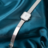 Daniel Wellington Quadro Studio White Dial Silver Mesh Bracelet Watch For Women - DW00100521