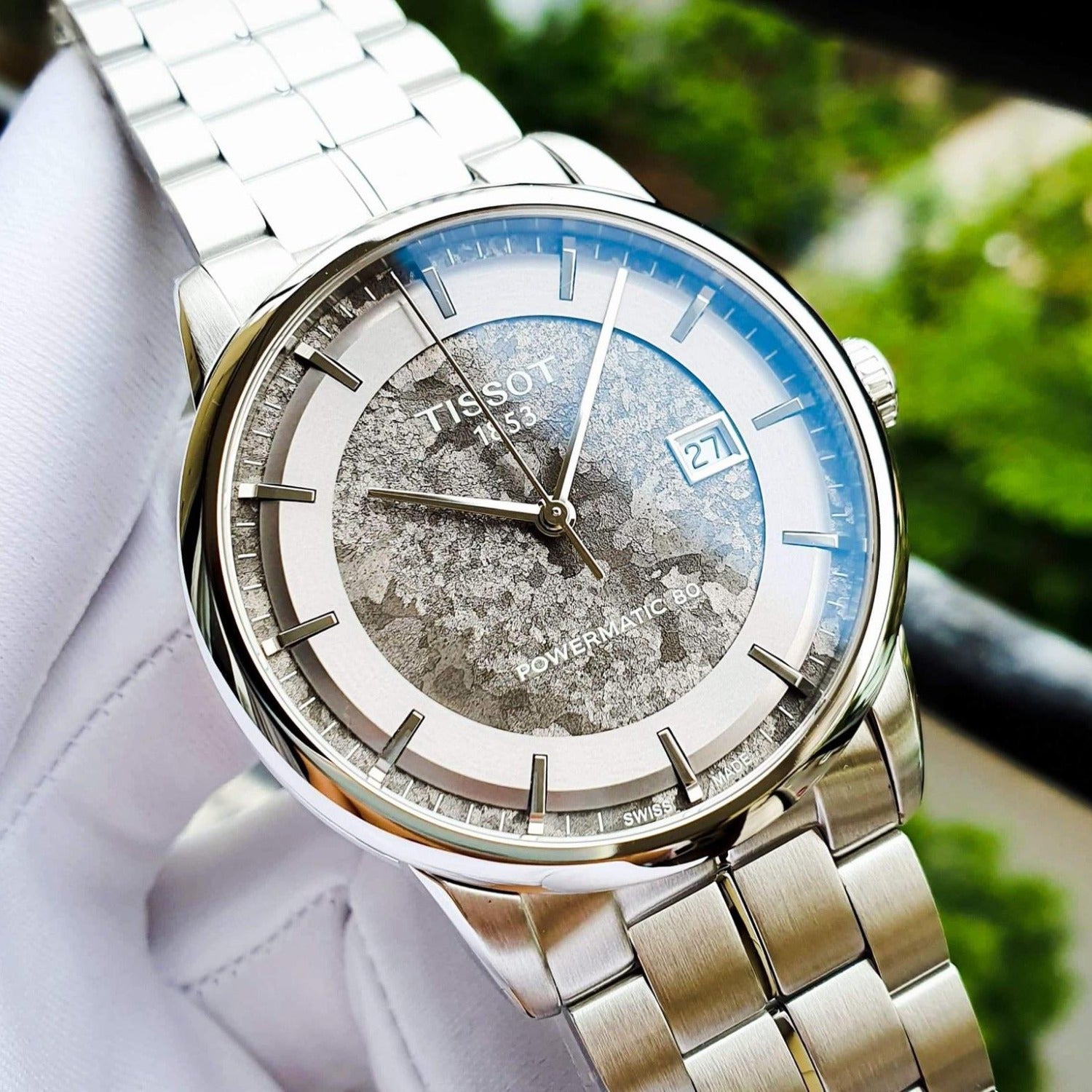 Tissot Luxury Powermatic 80 Anthracite Grey Dial Silver Steel Strap Watch For Men - T086.407.11.061.10