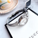 Gucci Diamantissima Quartz Diamonds Mother of Pearl Dial Silver Mesh Bracelet Watch for Women - YA141504