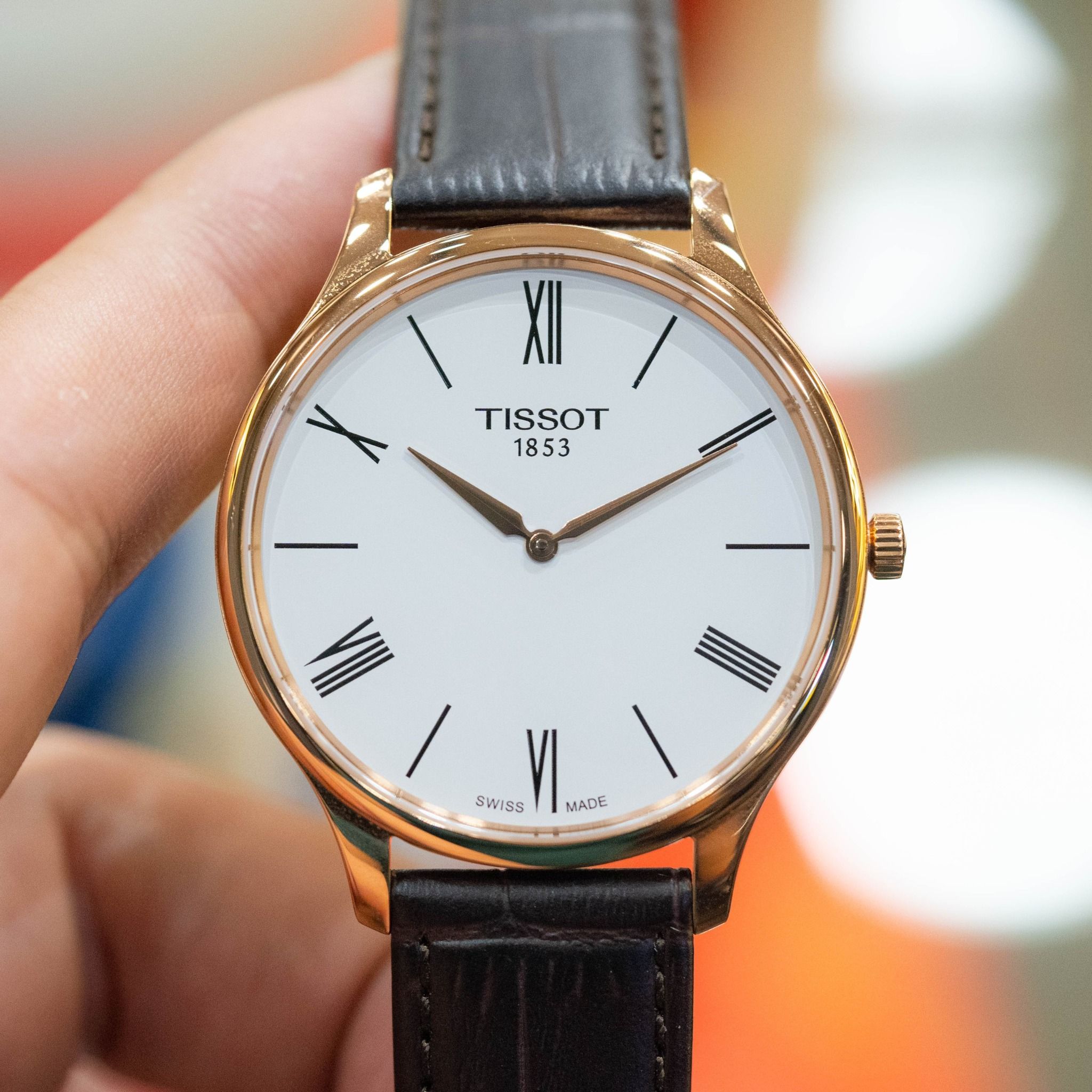 Tissot Tradition 5.5 White Dial Brown Leather Strap Watch for Men - T063.409.36.018.00