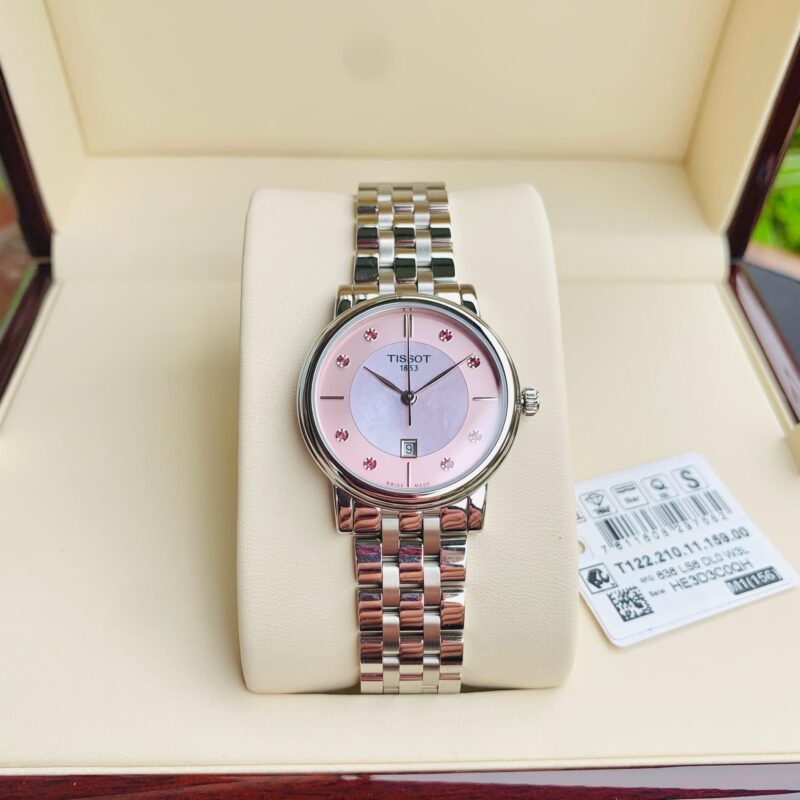 Tissot T Classic Carson Premium Pink Dial Silver Steel Strap Watch for Women - T122.210.11.159.00