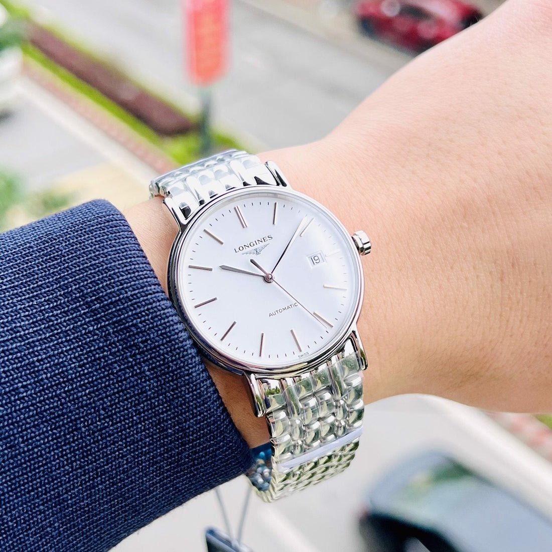 Longines Presence Automatic White Dial Silver Steel Strap Watch for Men - L4.921.4.12.6