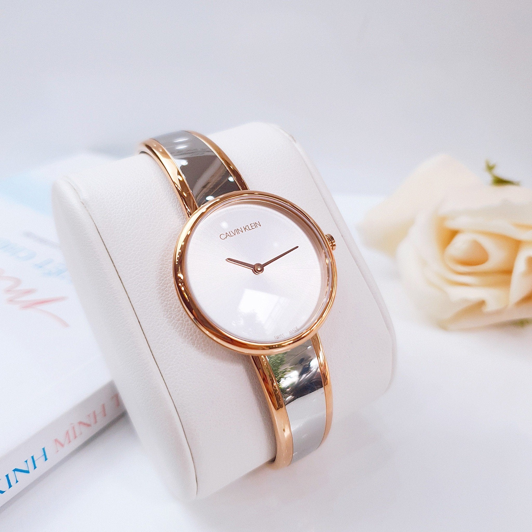 Calvin Klein Seduce Silver Dial Two Tone Steel Strap Watch for Women - K4E2N61Y