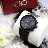 Salvatore Ferragamo Sapphire Black Dial Black Rubber Strap Watch for Men - SFHP00320