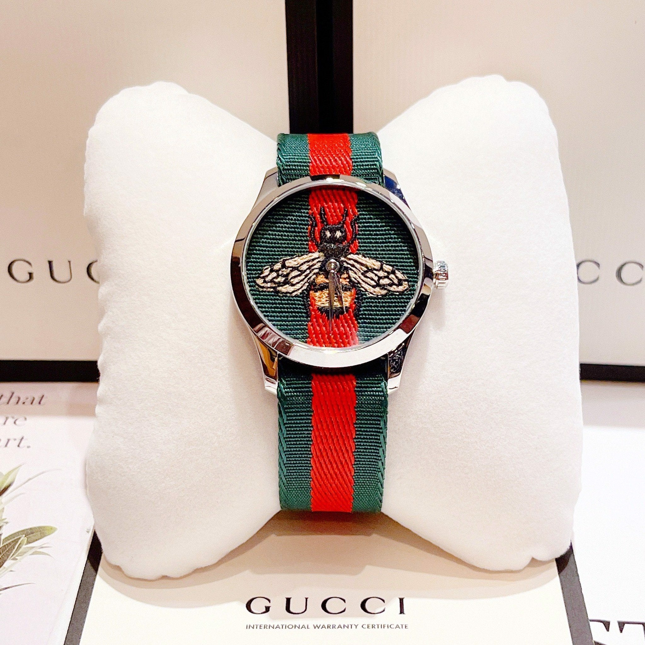 Gucci Le Marche des Merveilles Red & Green Dial Red & Green Nylon Strap Unisex Watch - YA1264060
